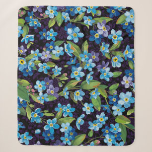 Elegance Forget-Me-Not Floral Pattern Sherpa Blanket