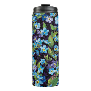 Elegance Forget-Me-Not Floral Pattern Thermal Tumbler