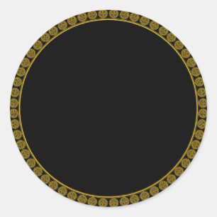 Elegance, gold and black elegant pattern, classic round sticker