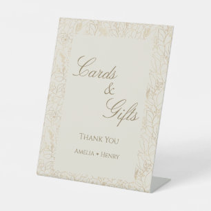 Elegance Gold Line Art Pattern Pedestal Sign