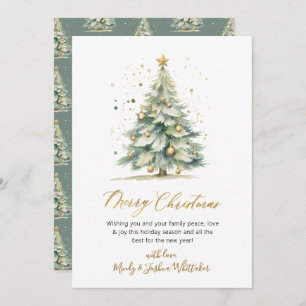 Elegance Gold Script Non Photo Christmas Tree Holiday Card