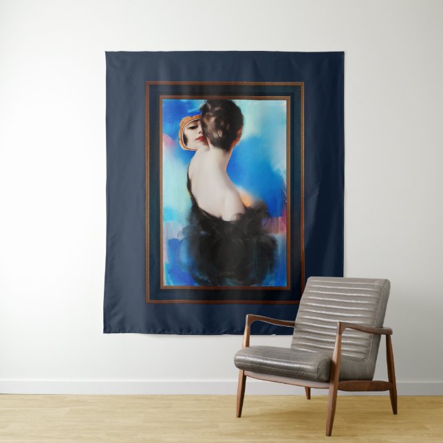 Elegance In Black by Rolf Armstrong Tapestry (In Situ)
