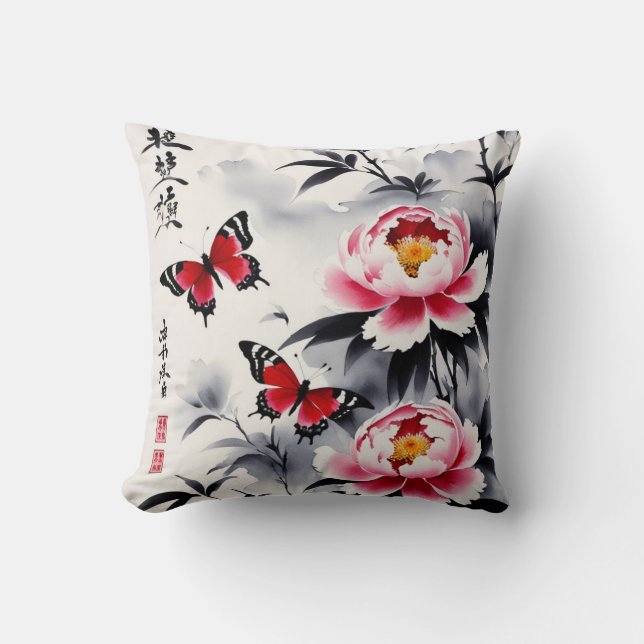  Elegance in Bloom: Floral and Landscape Harmony Cushion (Front)