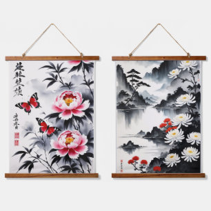 Elegance in Bloom: Floral and Landscape Harmony Hanging Tapestry