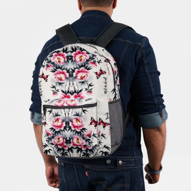  Elegance in Bloom: Floral and Landscape Harmony Printed Backpack (Insitu (Model))