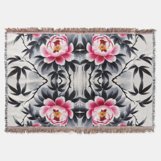 Elegance in Bloom: Floral Harmony printed Throw Blanket (Front)