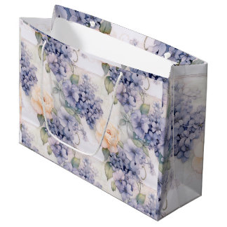 Elegance in Bloom Pastel Purple Hydrangea and Rose Large Gift Bag