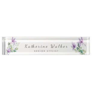 Elegance in Bloom" Personalised Acrylic Desk Nameplate