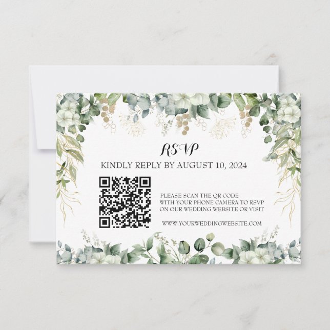 Elegance in Bloom: RSVP QR Silver Response Card (Front)