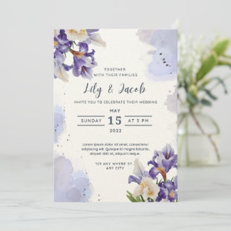Elegance in Bloom - Watercolor Iris Invitation