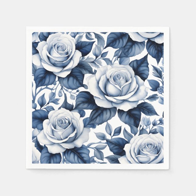 Elegance in Blue Rose Napkin (Front)