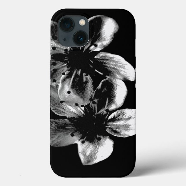 Elegance in Contrast: White Blossoms on Black Case-Mate iPhone Case (Back)