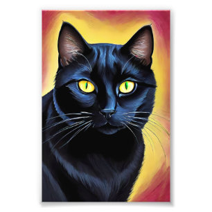 Elegance in Ebony: Black Cat Portrait Photo Print