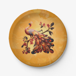 Elegance in feathers paper plate