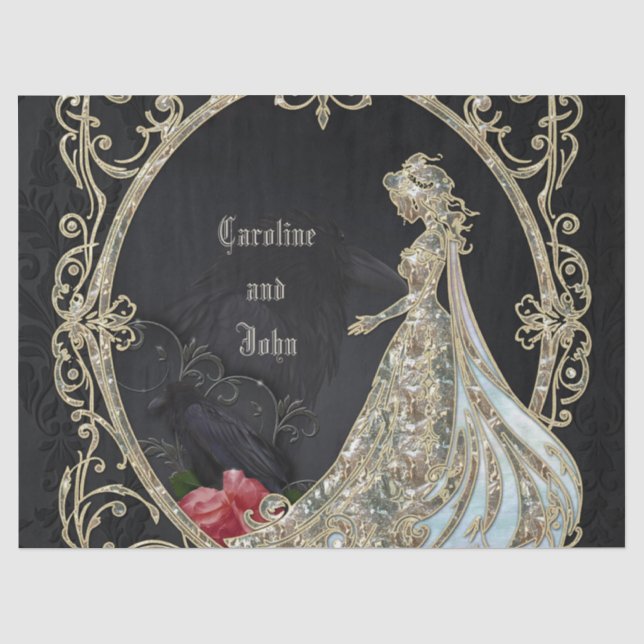 Elegance in gold and black.  tissue paper (Front)