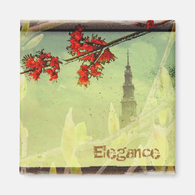 Elegance in Light Green and Red Magnet (Front)