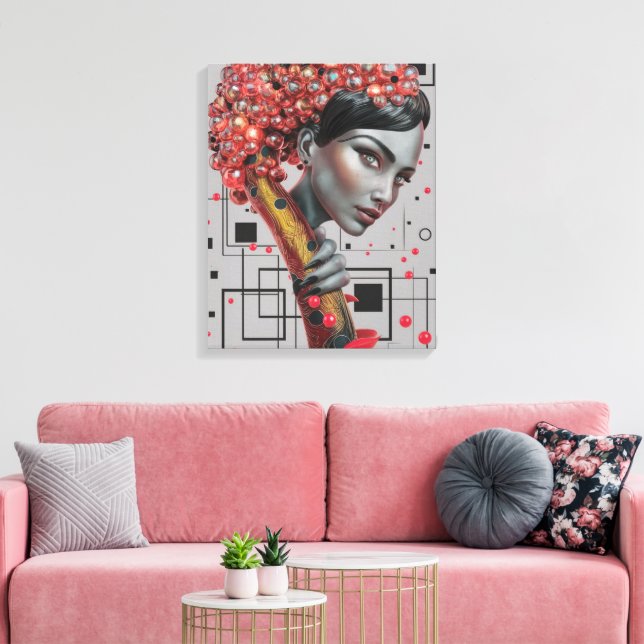 Elegance in Lines: 3D Depth of a Woman's Side Prof Canvas Print (Insitu(LivingRoom))