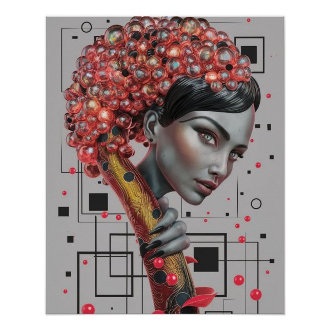 Elegance in Lines: 3D Depth of a Woman's Side Prof Poster (Front)