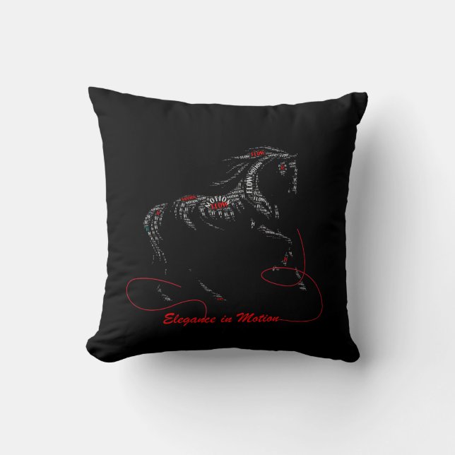 Elegance in Motion Horse Typography Cushion (Front)