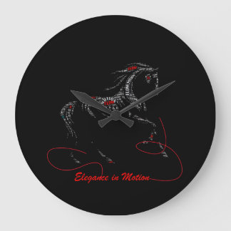 Elegance in Motion Horse Typography Large Clock