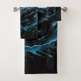 Elegance in motion, the black swan, bath towel set