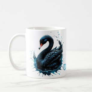 Elegance in motion, the black swan,  coffee mug