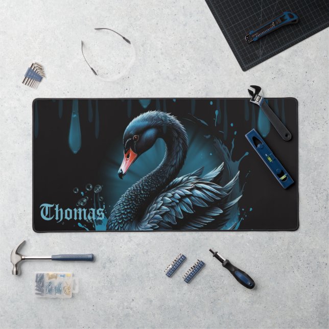 Elegance in motion, the black swan,  desk mat (Workstation)
