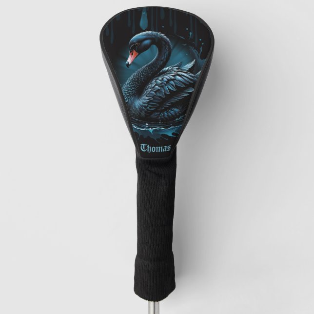 Elegance in motion, the black swan,  golf head cover (Front)