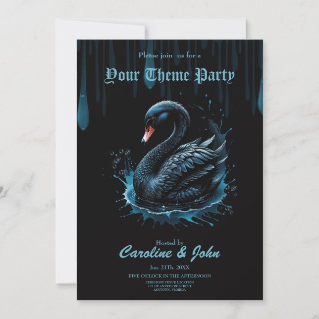 Elegance in motion, the black swan invitation (Front)