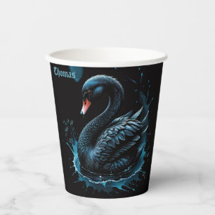 Elegance in motion, the black swan, paper cups