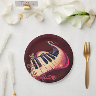 Elegance in motion, the curved piano.  paper plate