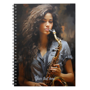 Elegance in Oil: Dynamic Saxophonist Notebook