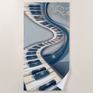Elegance in piano keys and blossoms. beach towel