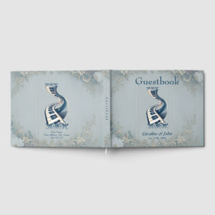 Elegance in piano keys and blossoms. guest book