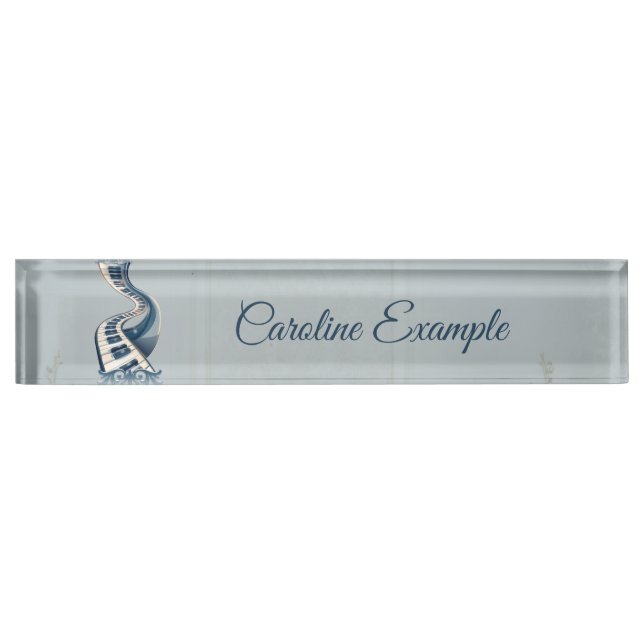 Elegance in piano keys and blossoms.  nameplate (Front)