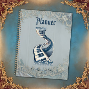 Elegance in piano keys and blossoms. planner