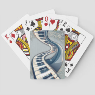 Elegance in piano keys and blossoms.  playing cards