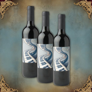 Elegance in piano keys and blossoms. wine label