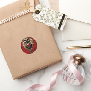 Elegance in red and gold,  classic round sticker