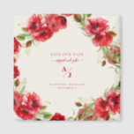 Elegance in Red Cream Wedding Save our Date Magnet<br><div class="desc">Elegant.  Wedding Save the Date.  Red and Cream.  Floral.  Geometric.  Magnet.</div>