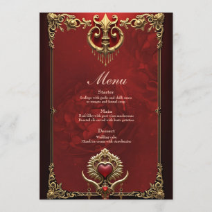 Elegance in red luster with an ornate heart. menu