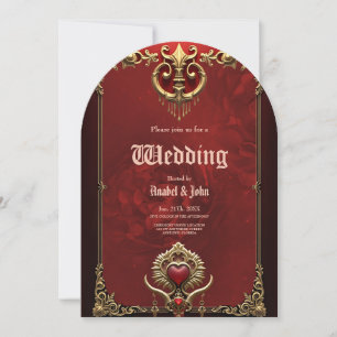 Elegance in red lustre with an ornate heart.  invitation