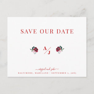 Elegance in Red Wedding Save our Date II Postcard