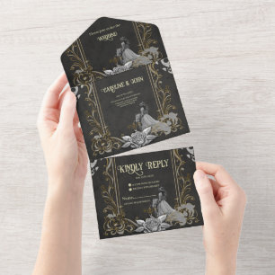 Elegance in silver and black.  all in one invitation