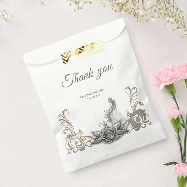 Elegance in silver and black.  favour bags (Sealed)