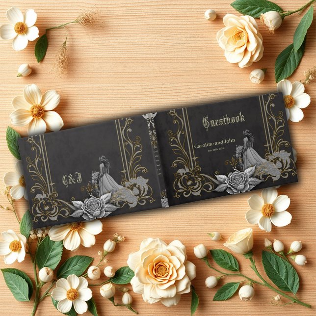 Elegance in silver and black.  guest book (Creator Uploaded)