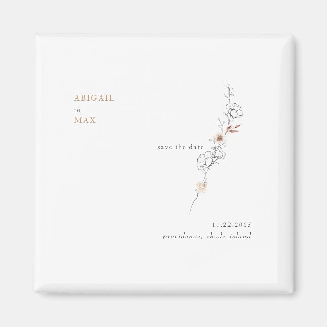 Elegance in Simplicity Caramel Wedding Save Date Magnet (Front)