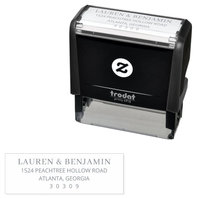 Elegance in Simplicity: Lauren & Benjamin Address Self-inking Stamp (In Situ)