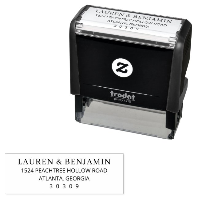 Elegance in Simplicity: Lauren & Benjamin Address  Self-inking Stamp (In Situ)