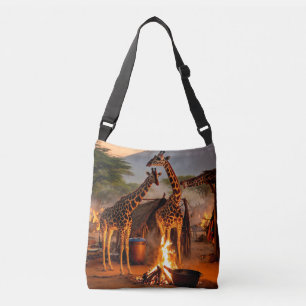 Elegance in the Wild: Majestic Giraffe Silhouette. Crossbody Bag